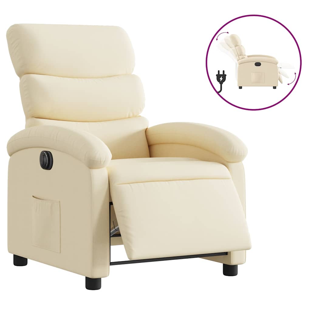 Fauteuil inclinable électrique Crème Tissu
