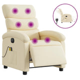 Fauteuil inclinable de massage électrique crème tissu
