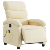 Fauteuil inclinable de massage électrique crème tissu