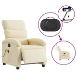 Fauteuil inclinable de massage électrique crème tissu