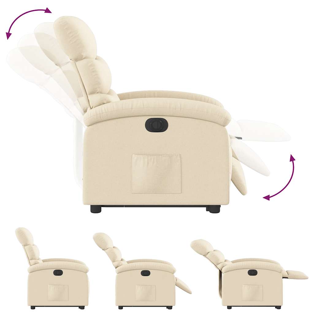 Fauteuil inclinable électrique crème tissu