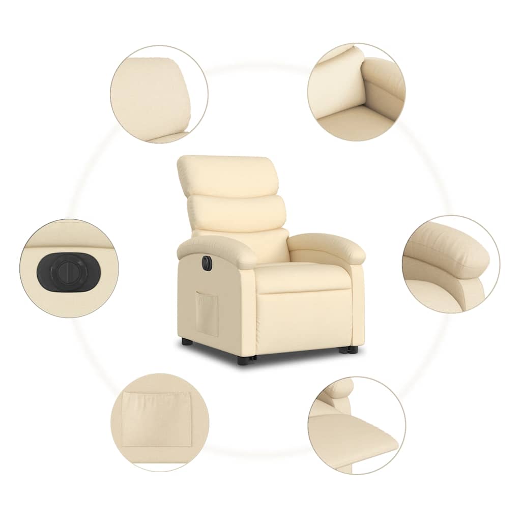 Fauteuil inclinable électrique crème tissu