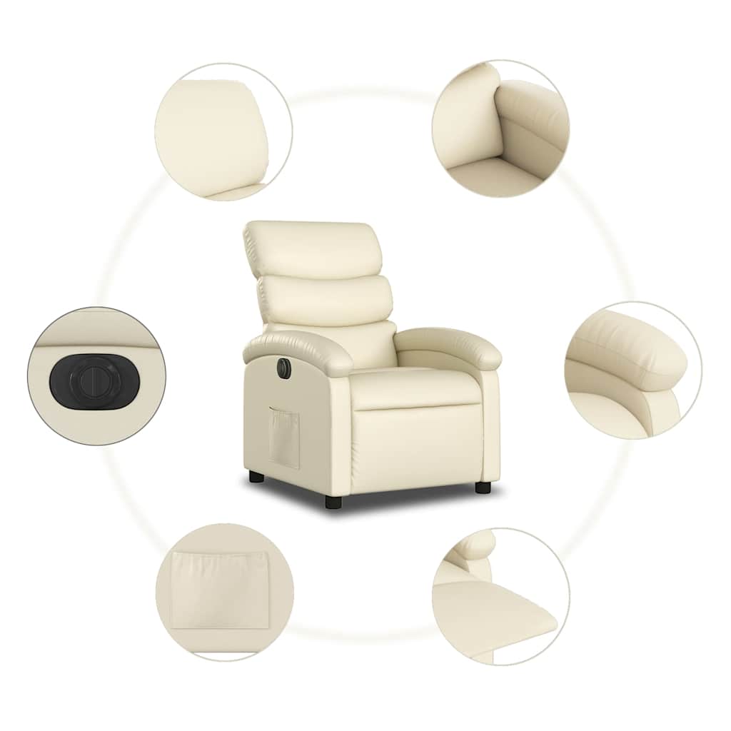 Fauteuil inclinable électrique Crème Similicuir