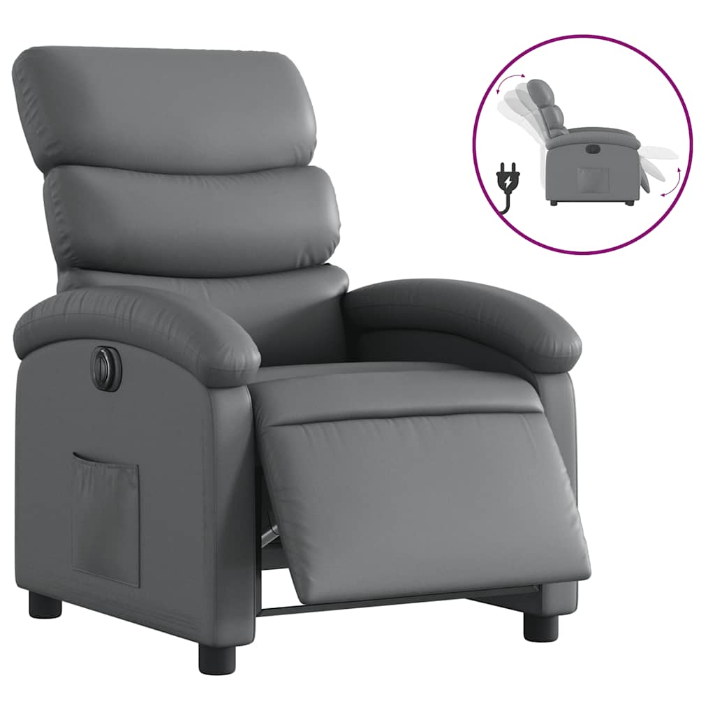 Fauteuil inclinable électrique Gris Similicuir