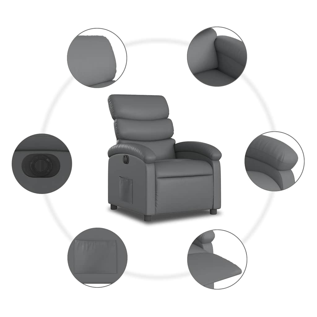 Fauteuil inclinable électrique Gris Similicuir