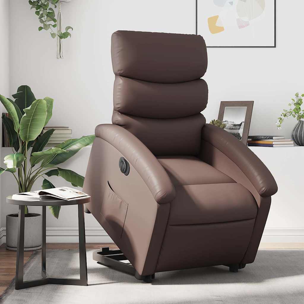 Fauteuil inclinable électrique marron similicuir