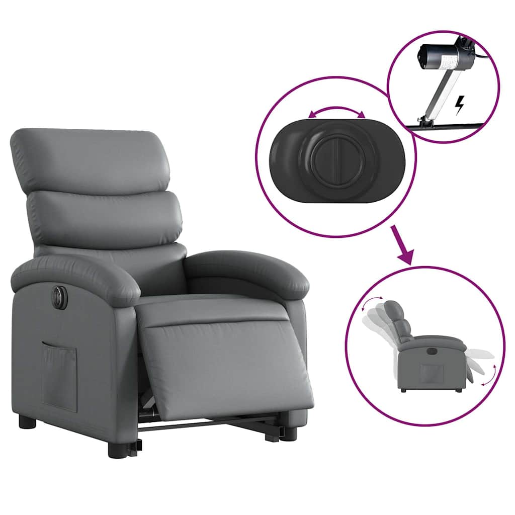 Fauteuil inclinable électrique gris similicuir