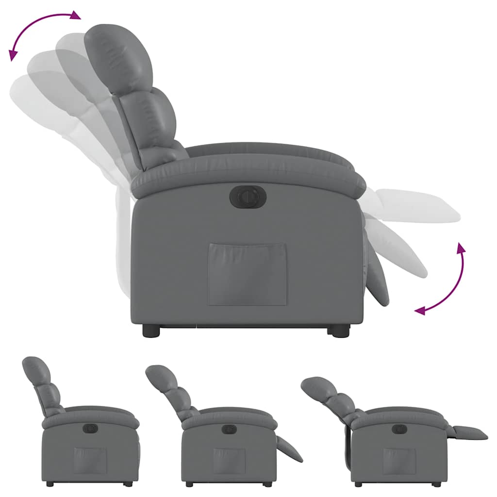 Fauteuil inclinable électrique gris similicuir