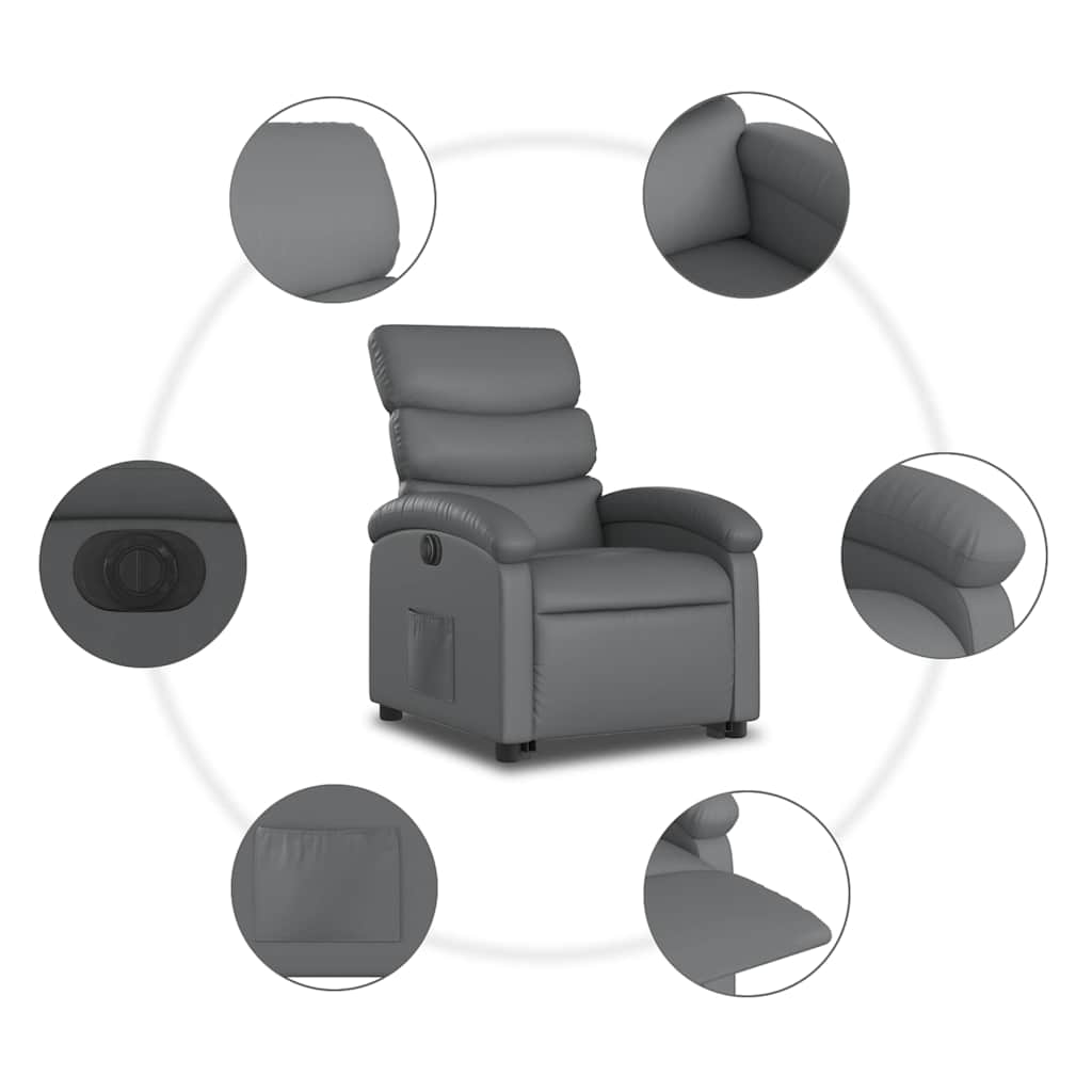 Fauteuil inclinable électrique gris similicuir