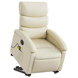 Fauteuil inclinable de massage électrique crème similicuir