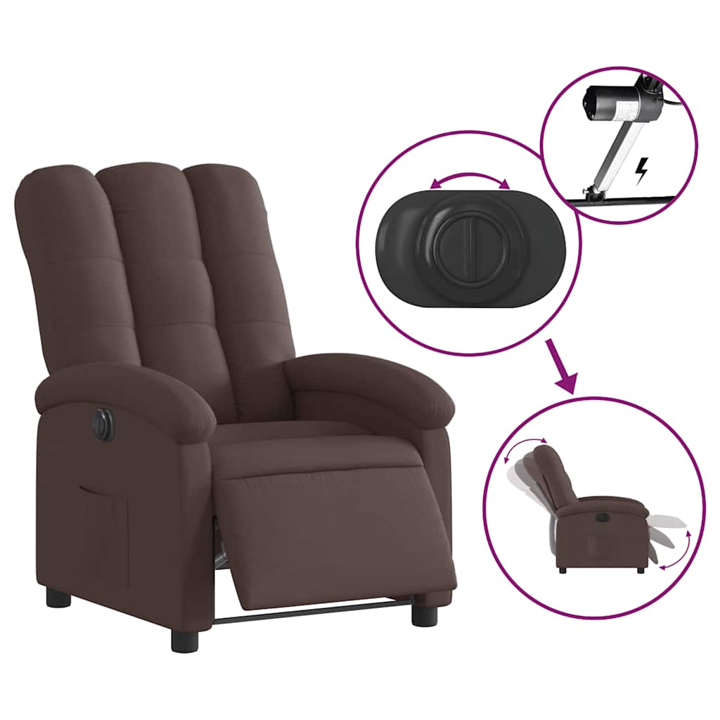 Fauteuil inclinable électrique Marron foncé Tissu