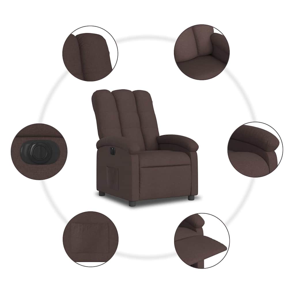 Fauteuil inclinable électrique Marron foncé Tissu