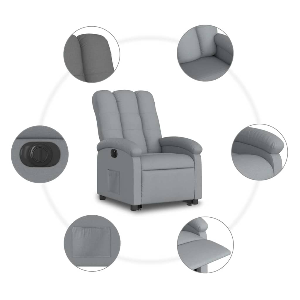 Fauteuil inclinable électrique gris clair tissu