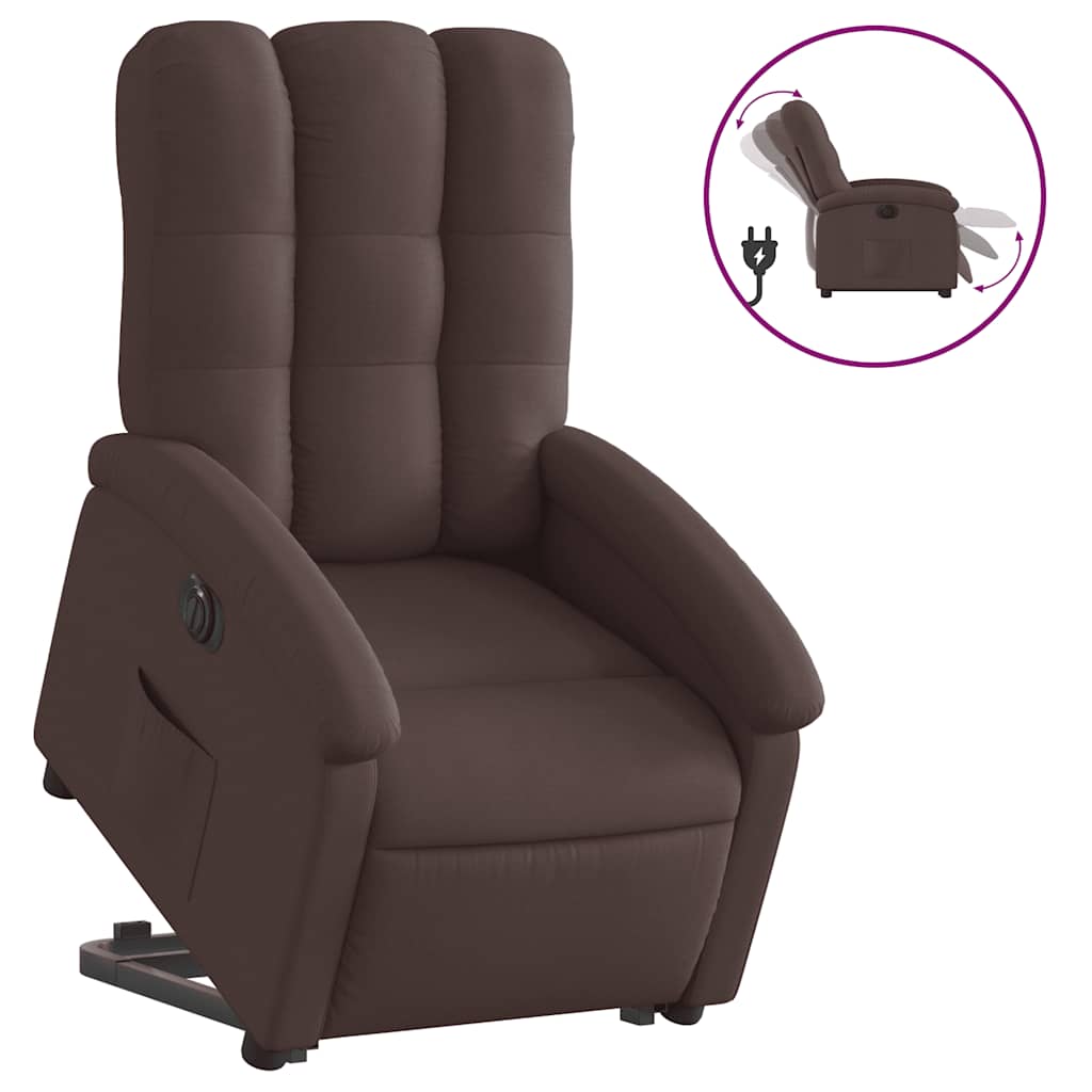 Fauteuil inclinable électrique marron foncé tissu