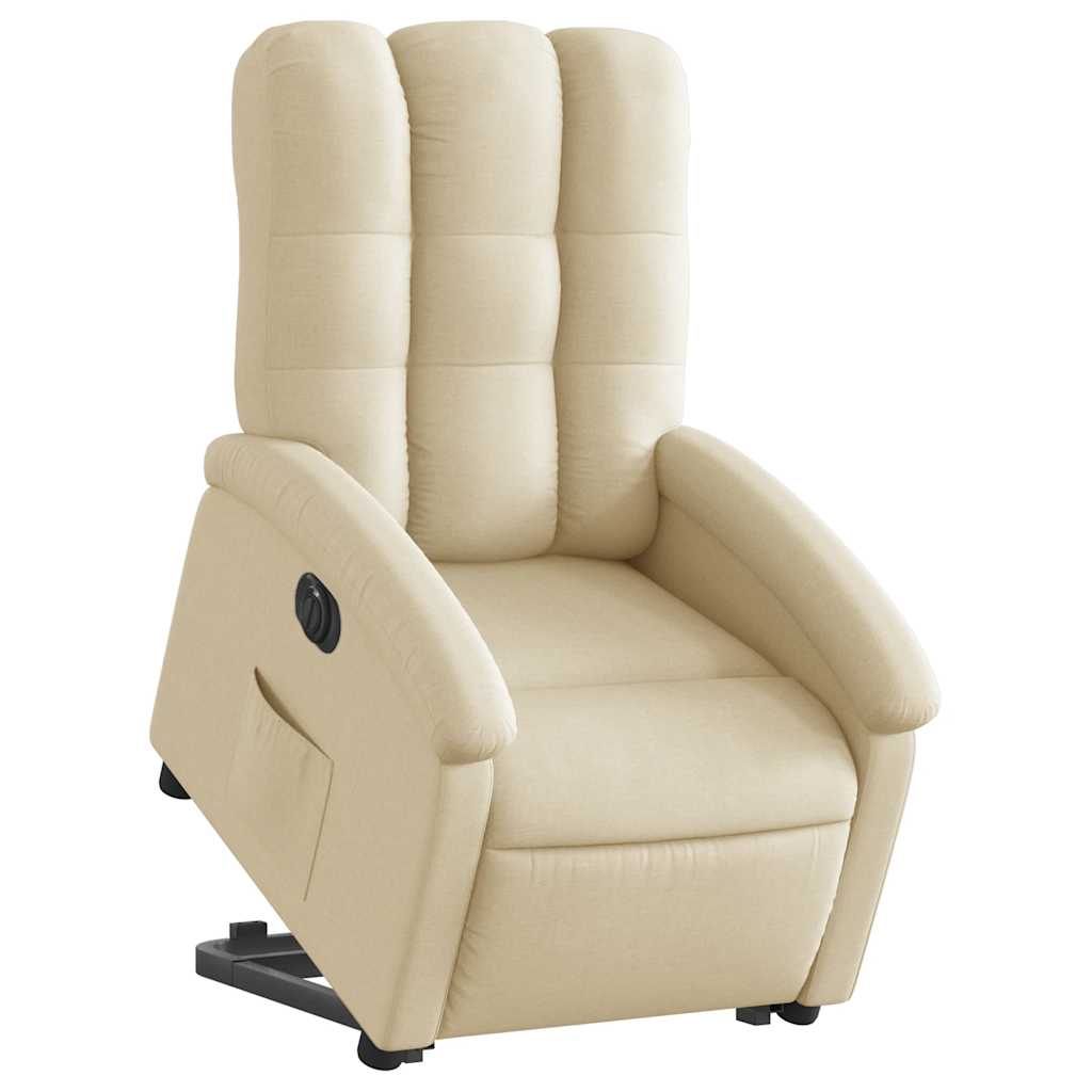 Fauteuil inclinable électrique crème tissu