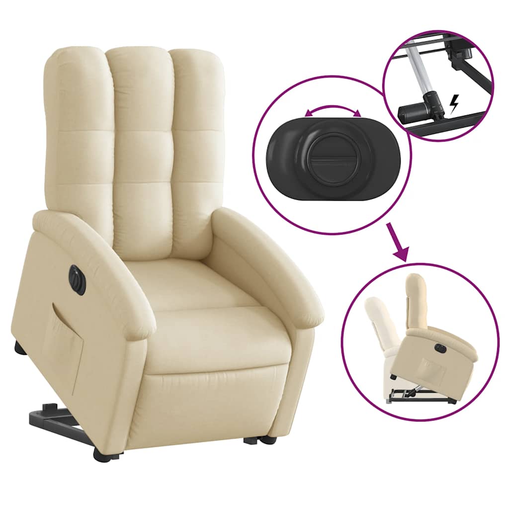 Fauteuil inclinable électrique crème tissu