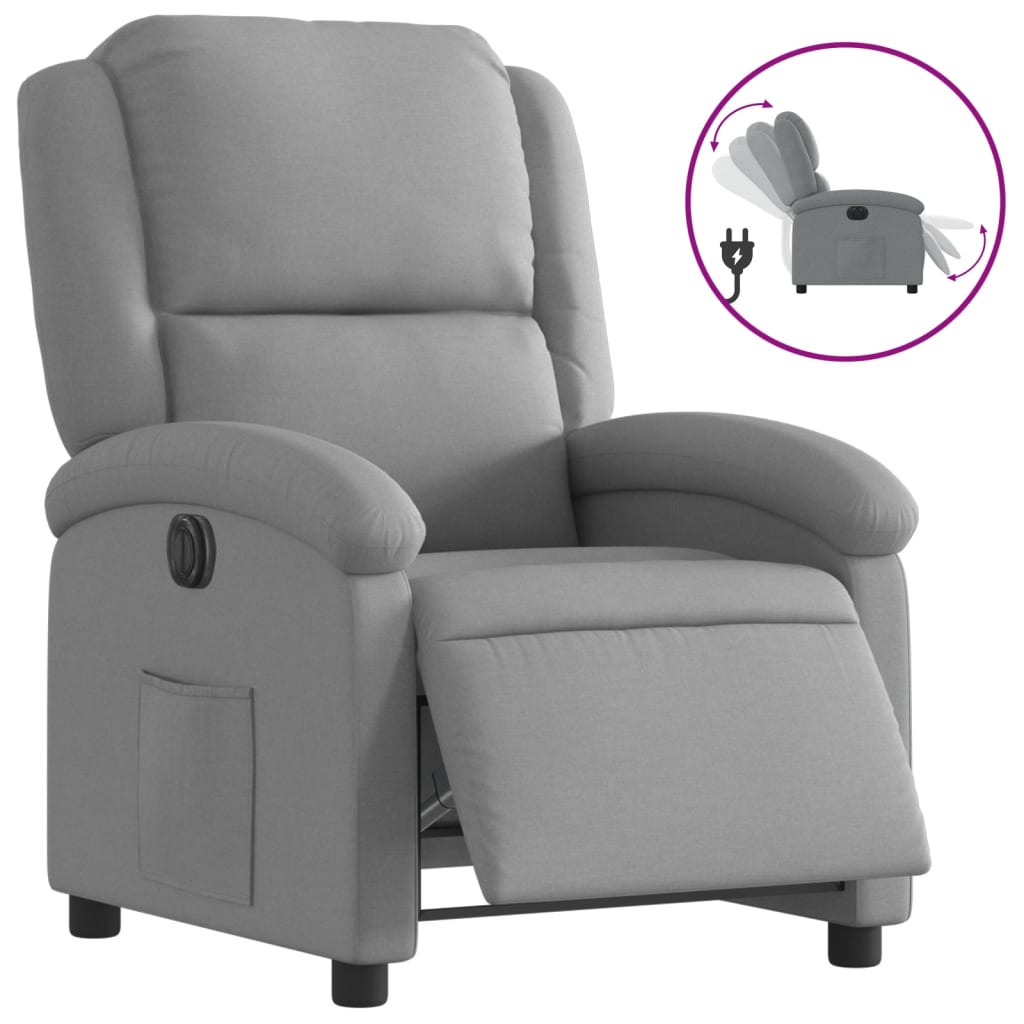 Fauteuil inclinable électrique Gris clair Tissu