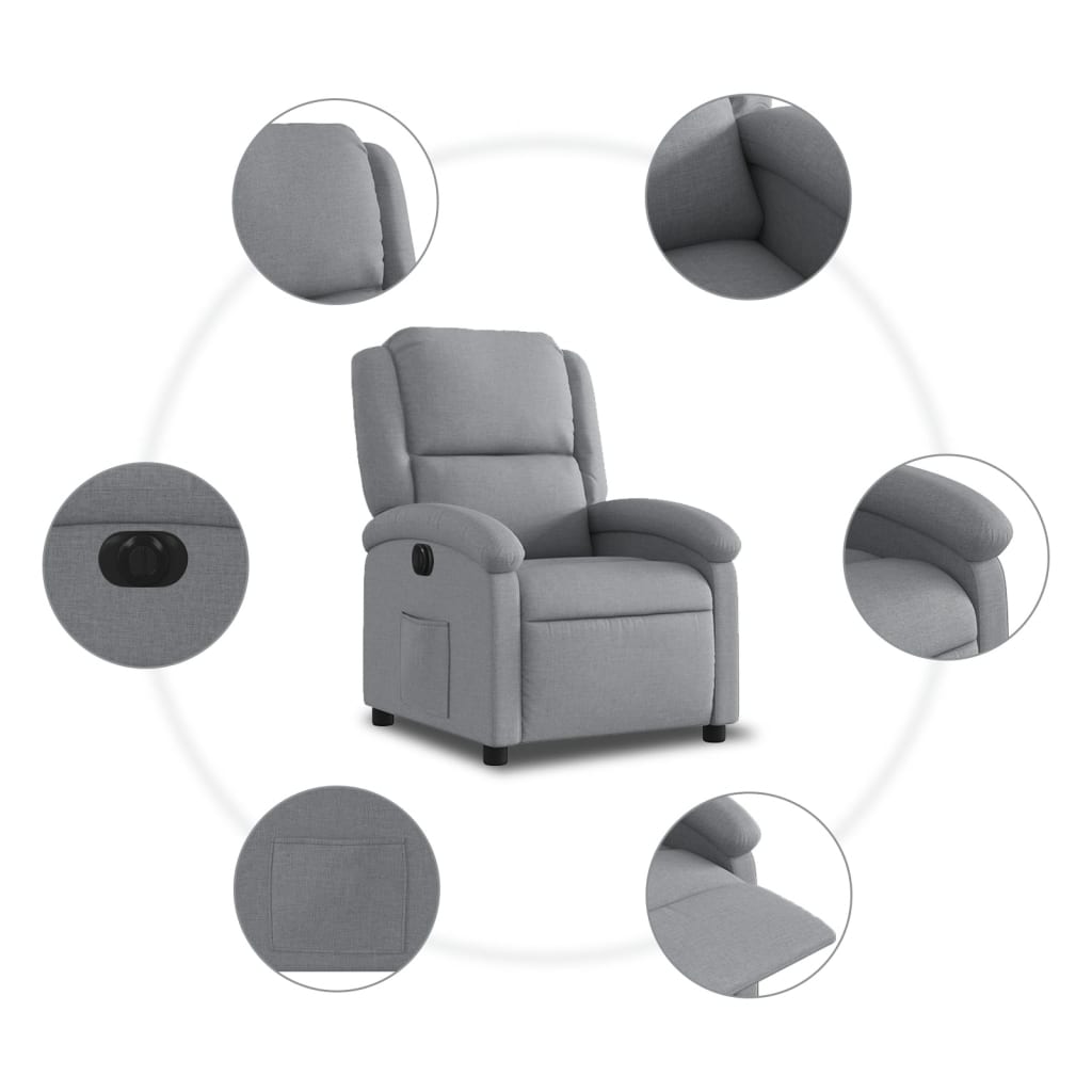 Fauteuil inclinable électrique Gris clair Tissu