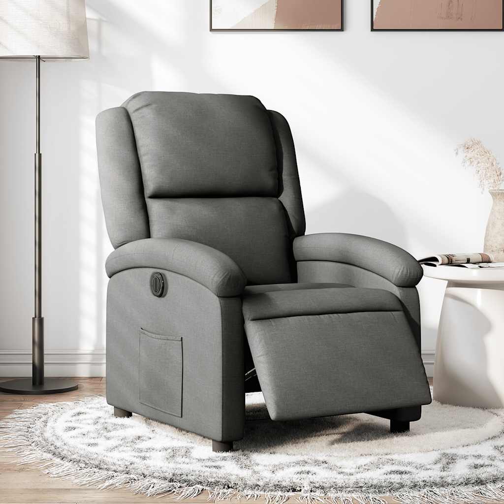 Fauteuil inclinable électrique Gris foncé Tissu