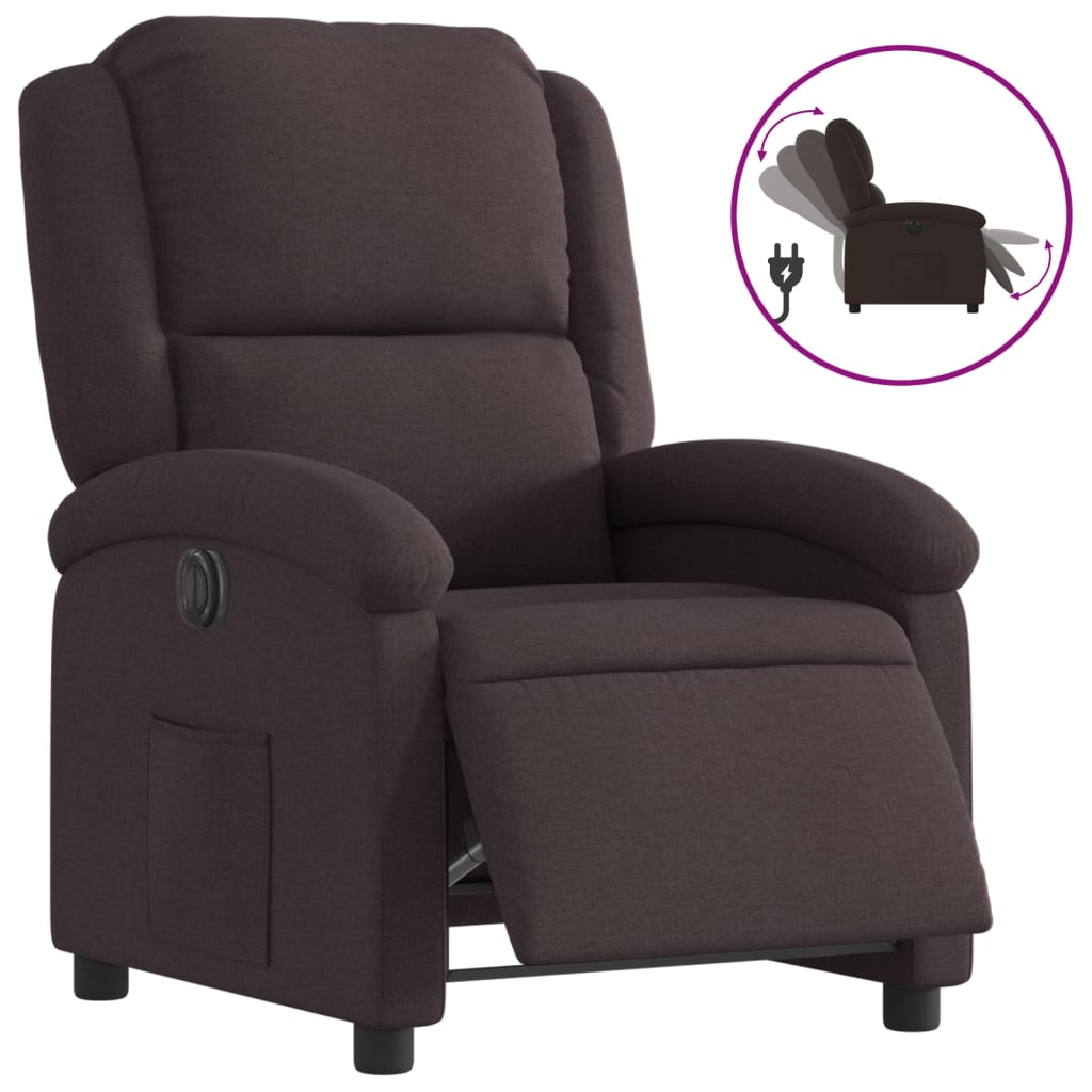 Fauteuil inclinable électrique Marron foncé Tissu