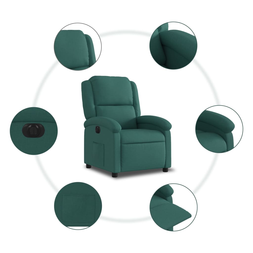 Fauteuil inclinable électrique Vert foncé Tissu