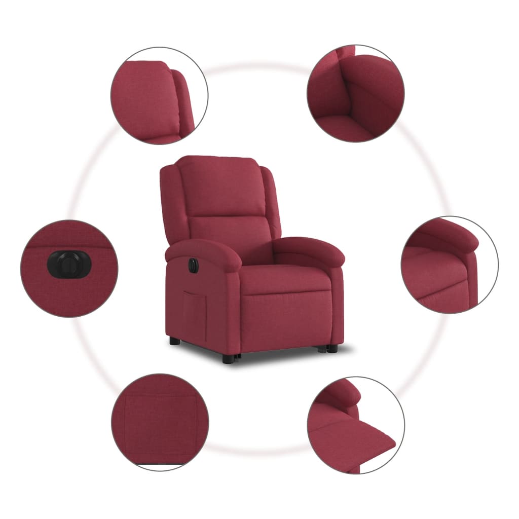 Fauteuil inclinable électrique rouge bordeaux tissu