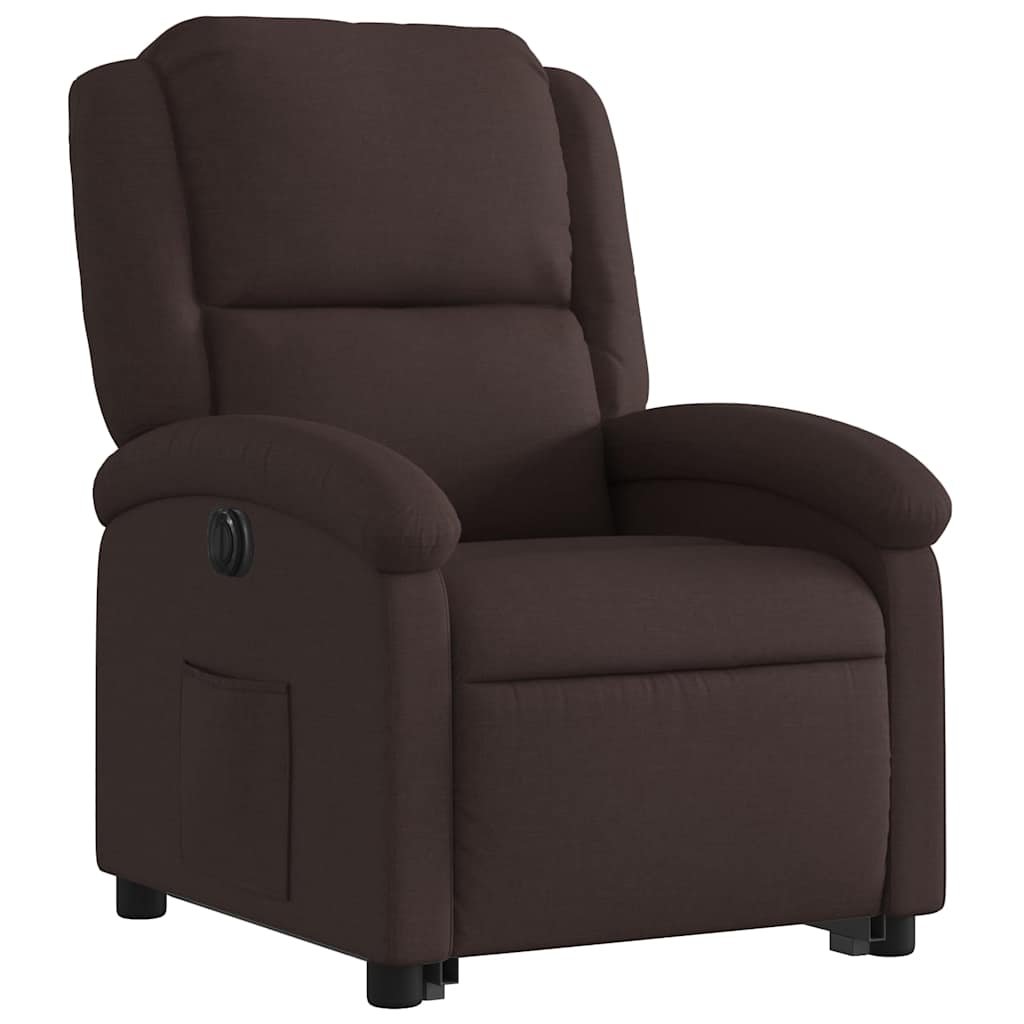 Fauteuil inclinable électrique marron foncé tissu