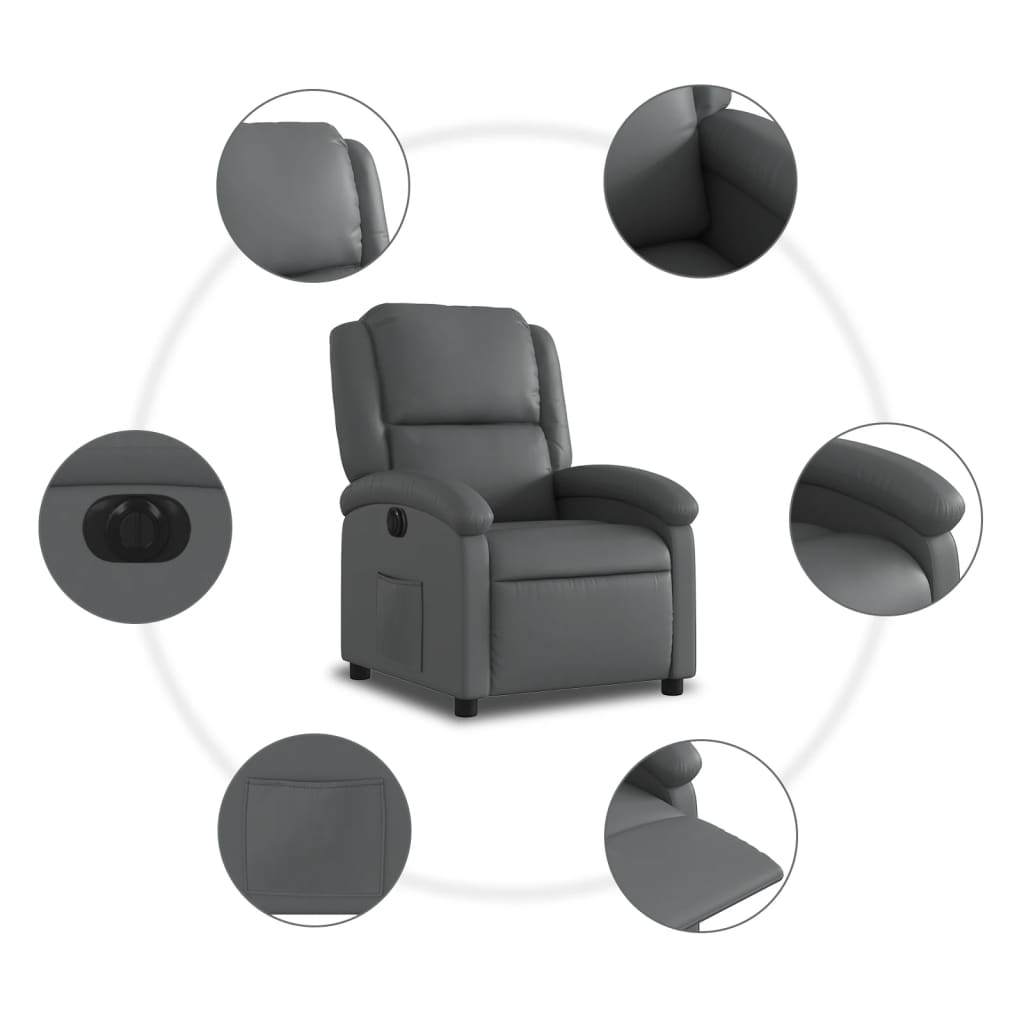 Fauteuil inclinable électrique Gris Similicuir