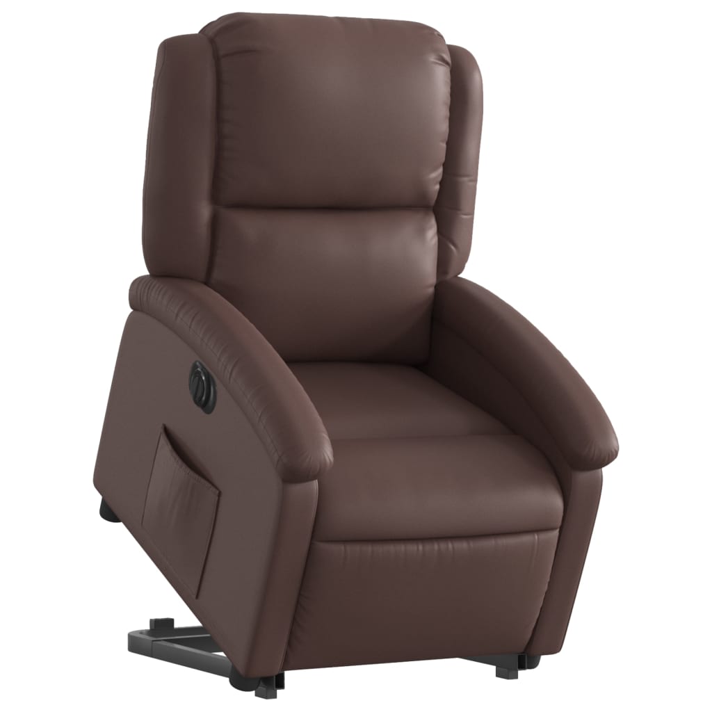 Fauteuil inclinable électrique marron similicuir