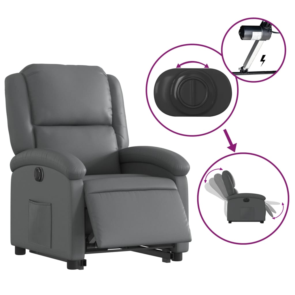 Fauteuil inclinable électrique gris similicuir