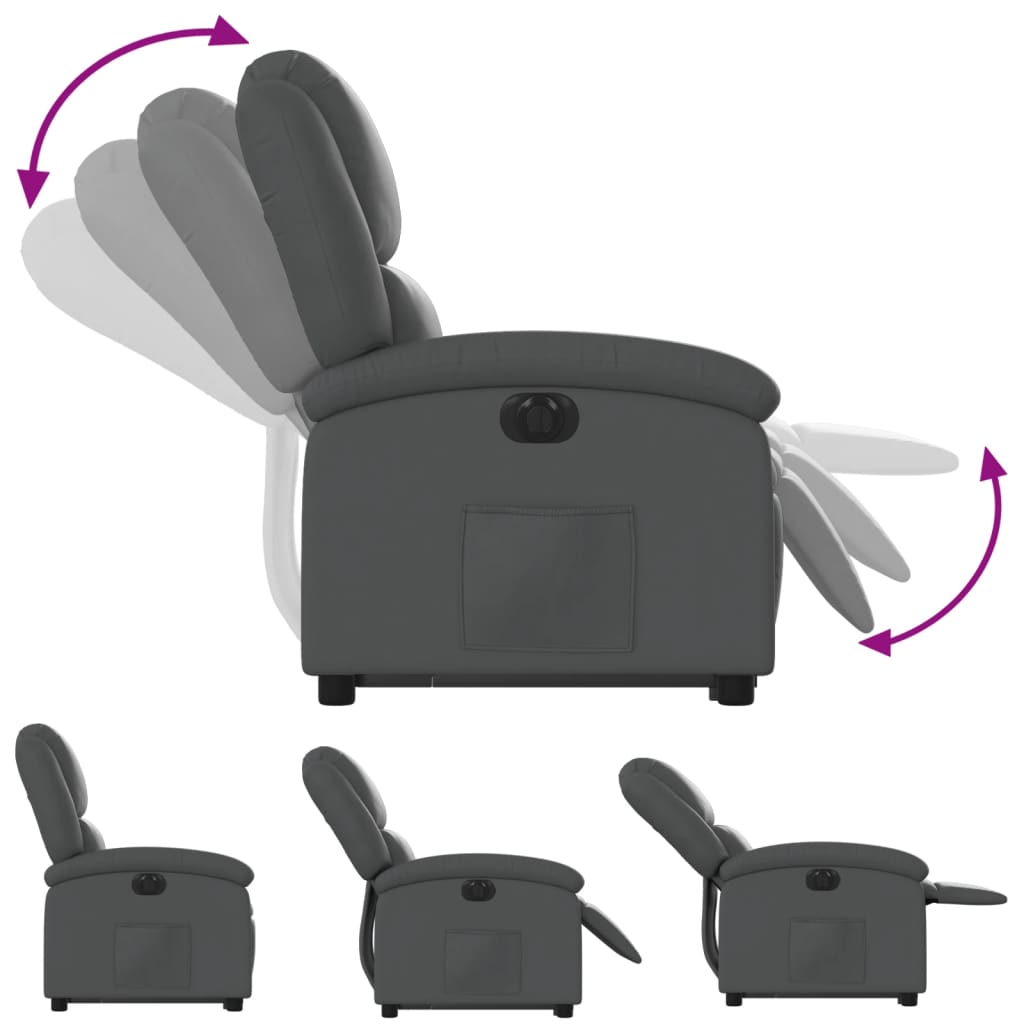 Fauteuil inclinable électrique gris similicuir