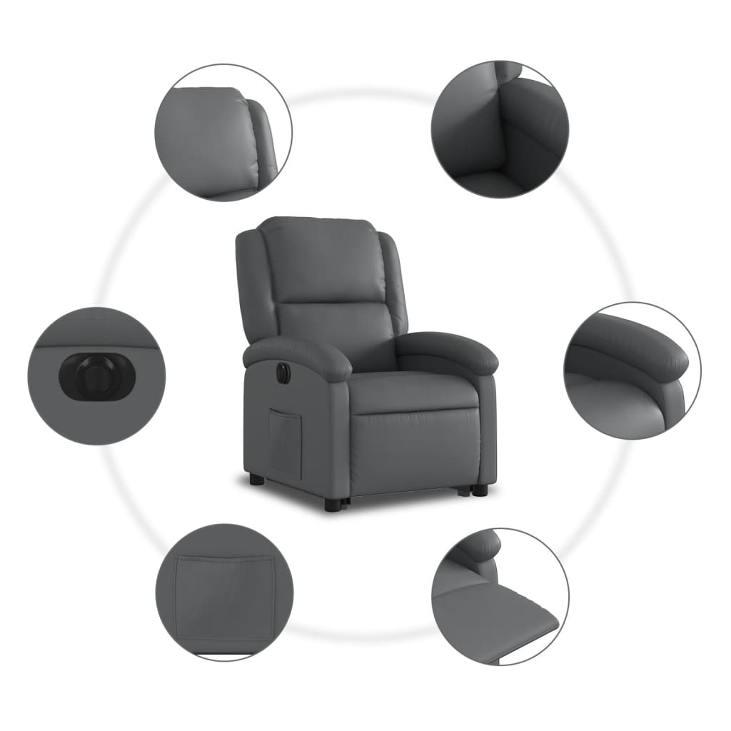 Fauteuil inclinable électrique gris similicuir