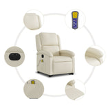 Fauteuil inclinable de massage électrique crème similicuir