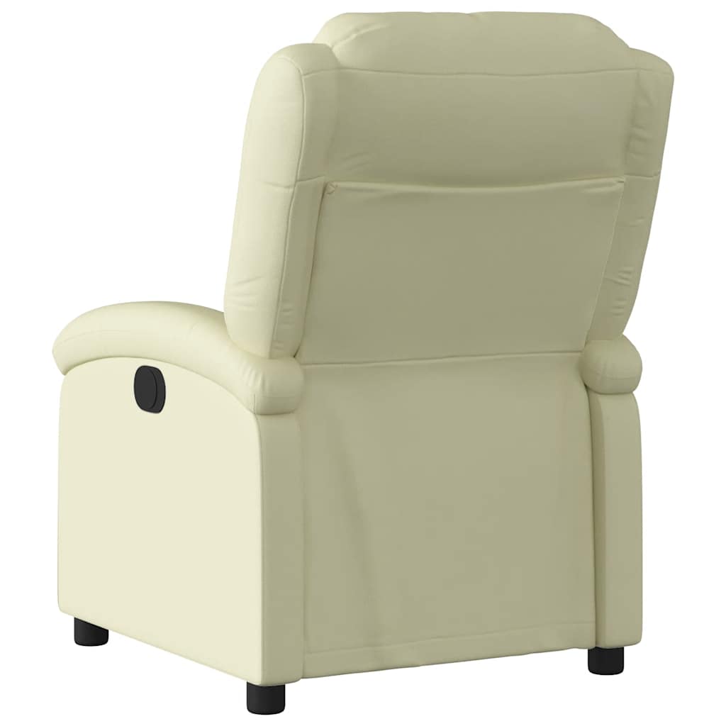 Fauteuil inclinable électrique crème cuir véritable