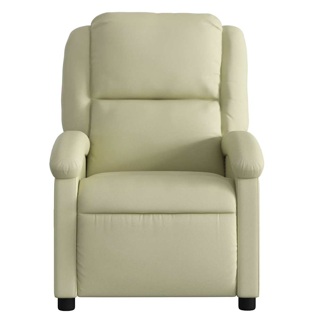 Fauteuil inclinable électrique crème cuir véritable