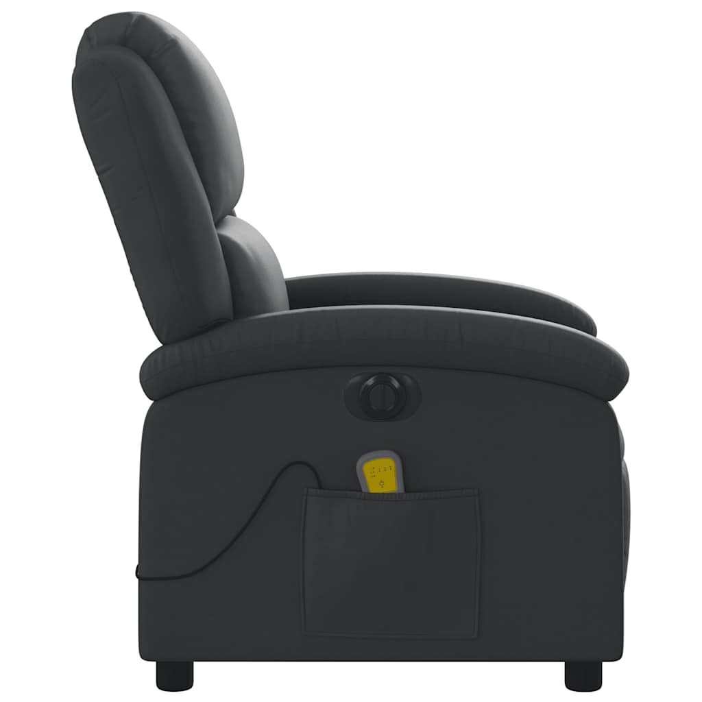 Fauteuil de massage inclinable électrique noir cuir véritable