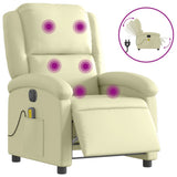 Fauteuil de massage inclinable électrique crème cuir véritable
