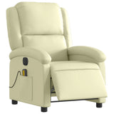 Fauteuil de massage inclinable électrique crème cuir véritable