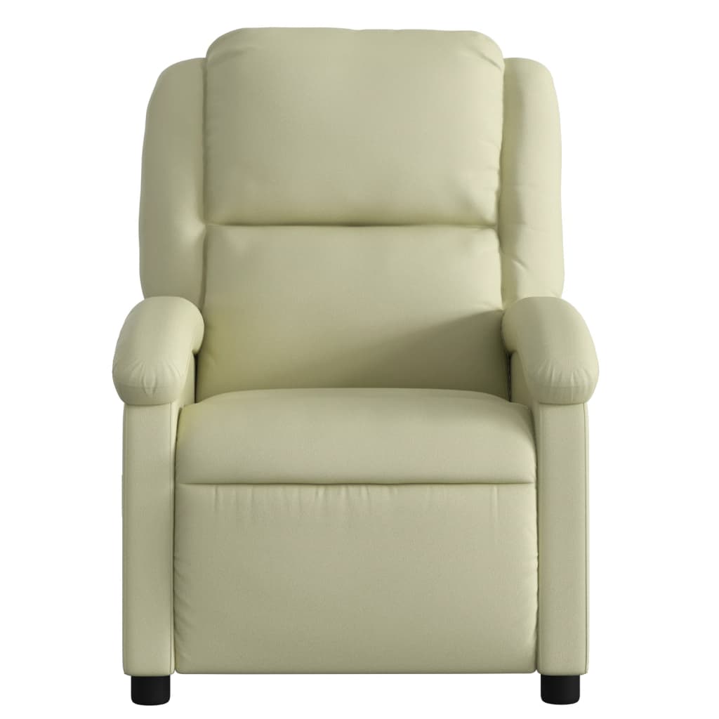 Fauteuil de massage inclinable électrique crème cuir véritable