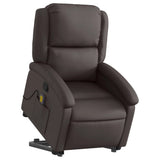 Fauteuil inclinable de massage marron foncé cuir véritable
