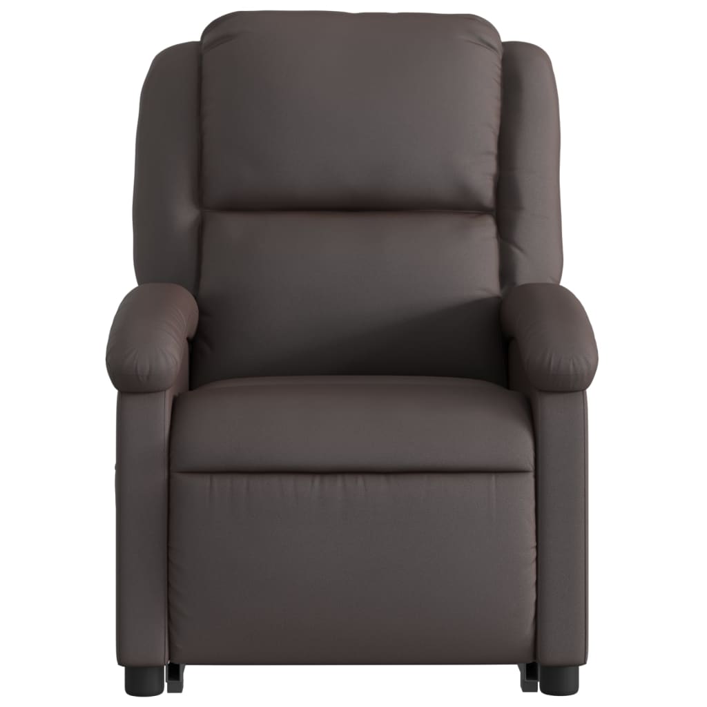 Fauteuil inclinable de massage marron foncé cuir véritable