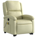 Fauteuil inclinable de massage crème cuir véritable