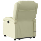 Fauteuil inclinable de massage crème cuir véritable