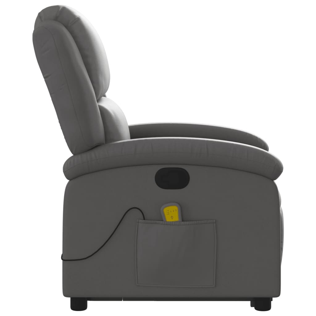 Fauteuil inclinable de massage gris cuir véritable