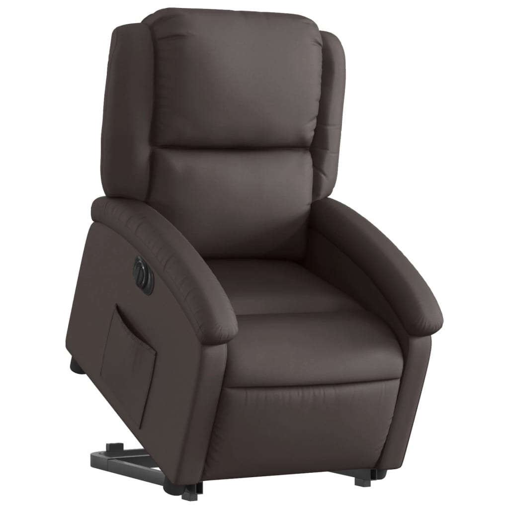 Fauteuil inclinable électrique marron foncé cuir véritable