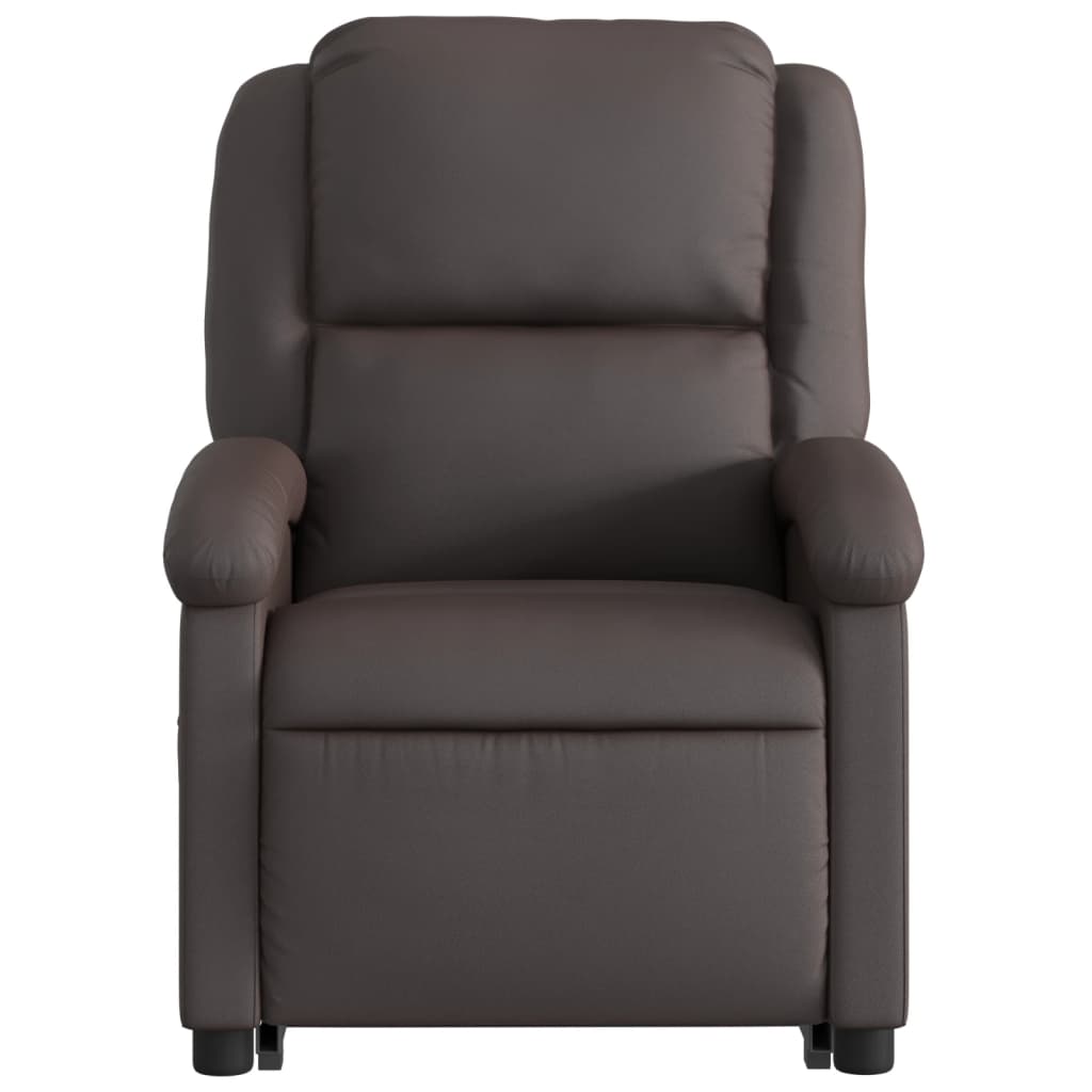 Fauteuil inclinable électrique marron foncé cuir véritable