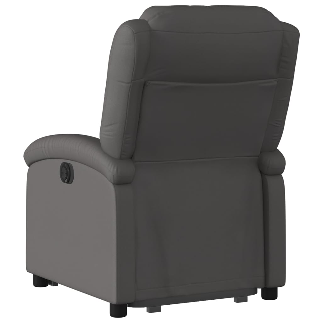 Fauteuil inclinable électrique gris cuir véritable