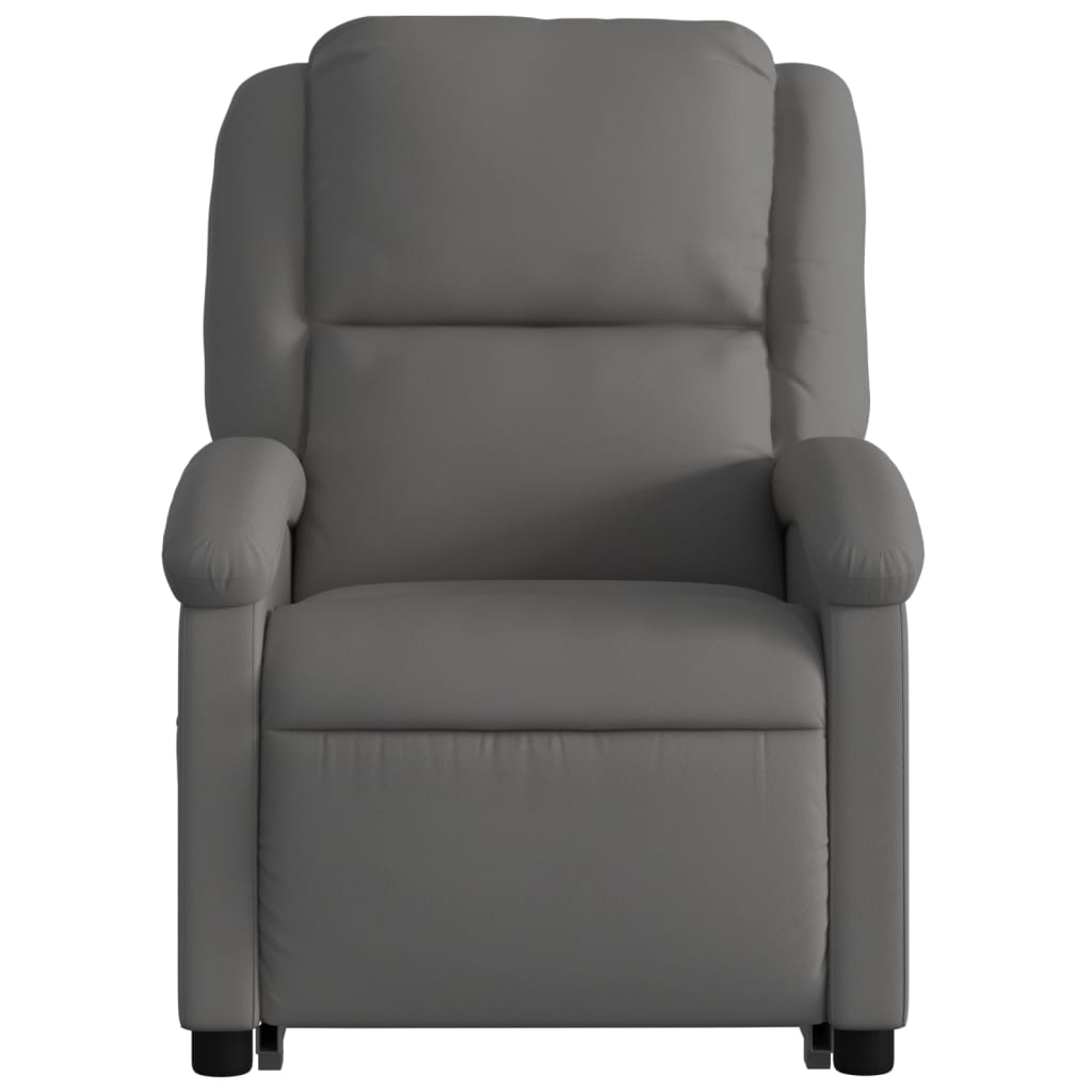 Fauteuil inclinable électrique gris cuir véritable