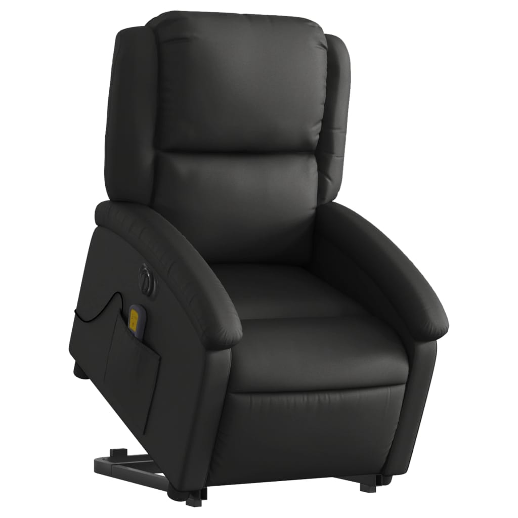 Fauteuil inclinable de massage électrique noir cuir véritable