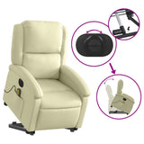 Fauteuil inclinable de massage électrique crème cuir véritable